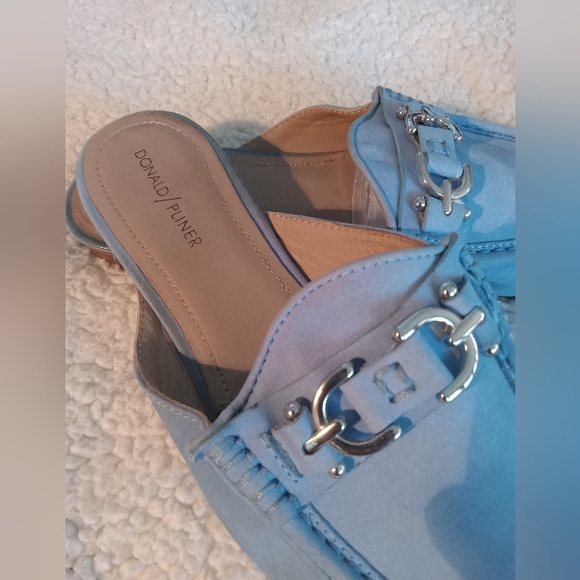 Donald J Pliner Sylvi Suede Stitch Silver Hardware | Mule Loafers | Size: 9.5M - Picture 2 of 14